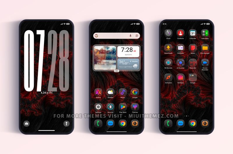 Black HyperOS Theme with Big Lock Screen Clock - Preview 1