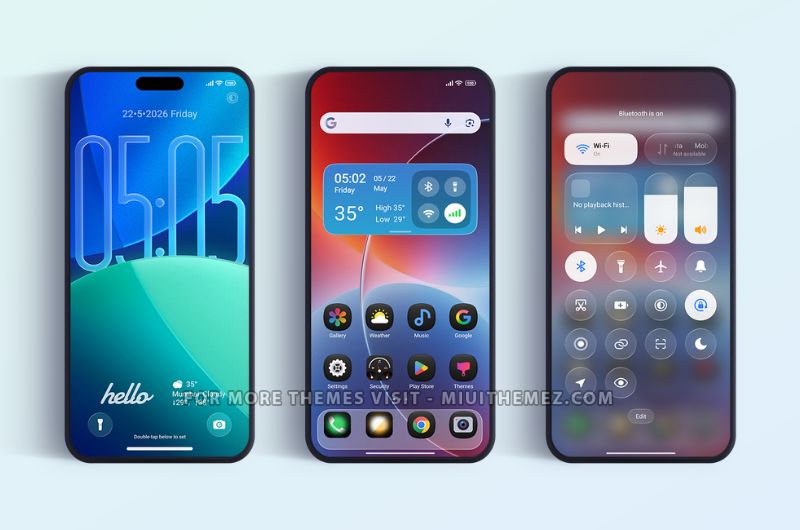 UI 8.1 HyperOS Theme with iOS 26 Style Lock Screen - Preview 1