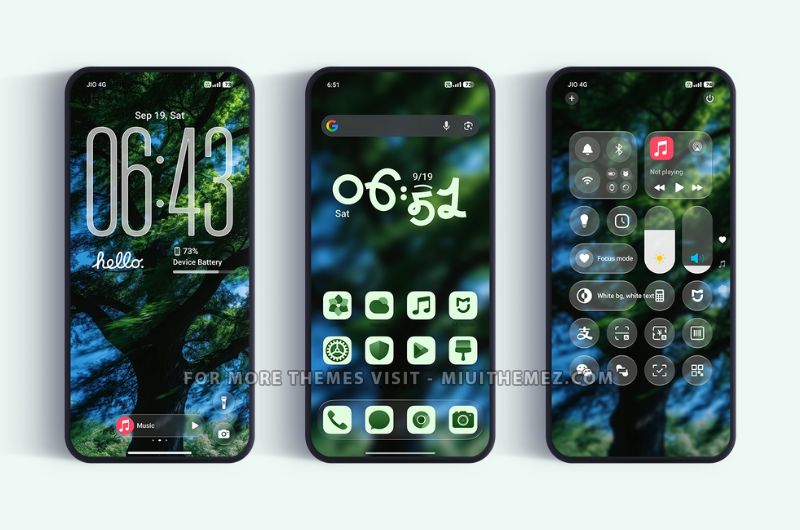 Verdant HyperOS Theme with iPhone Duo Lock Screen and Features - Preview 1