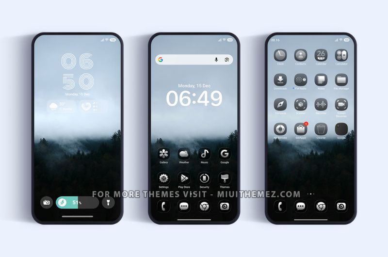VK Dark Glass HyperOS Theme with Dark Icons for Xiaomi Redmi Phones